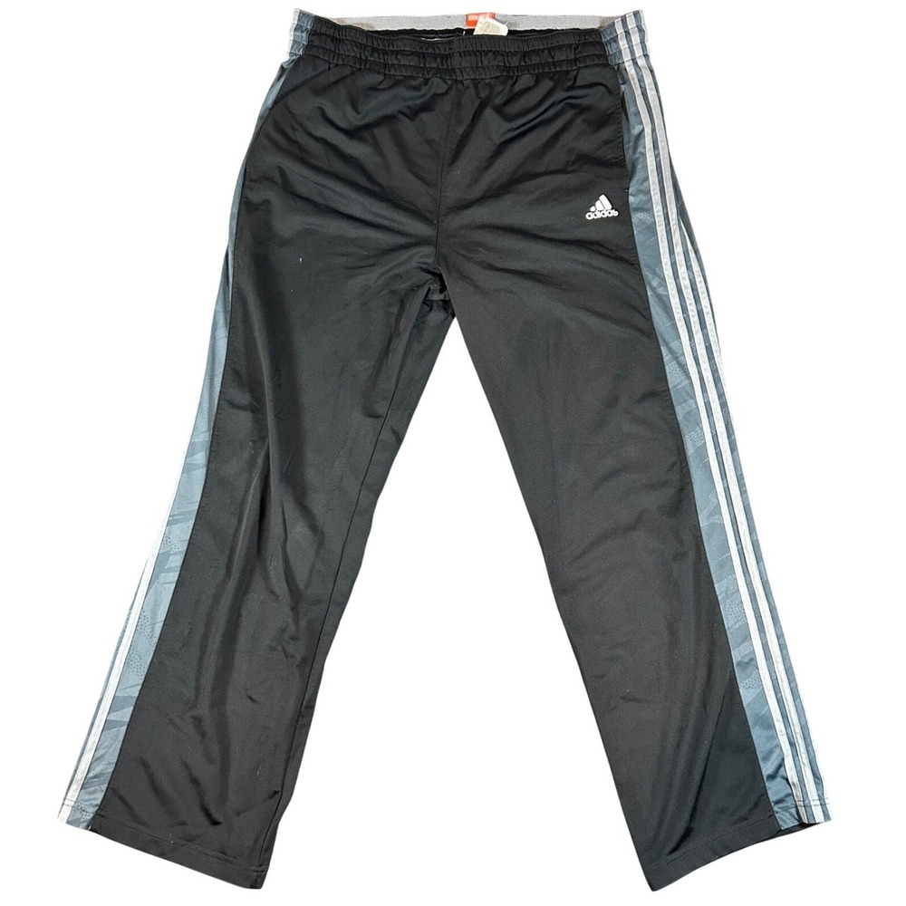 Adidas Basketball Mens XL Black Stripe Track Pants Athletic Warmup Fit 38x30 Y2K